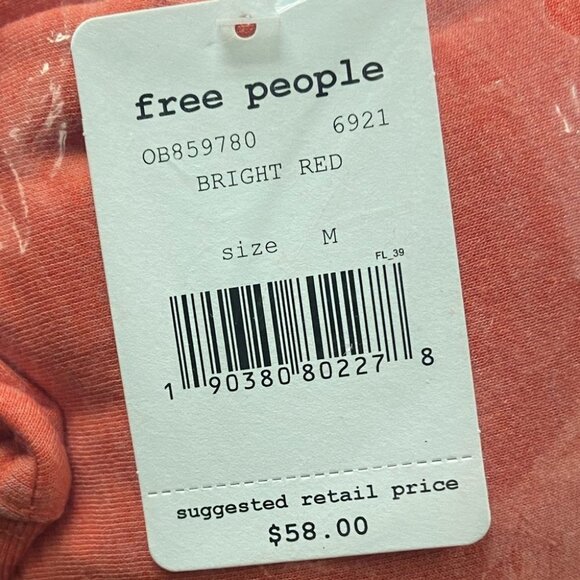 NWT Free People Red Zuma Sweatshirt Crop Sweater Size Medium New With Tags Boho - Picture 4 of 4